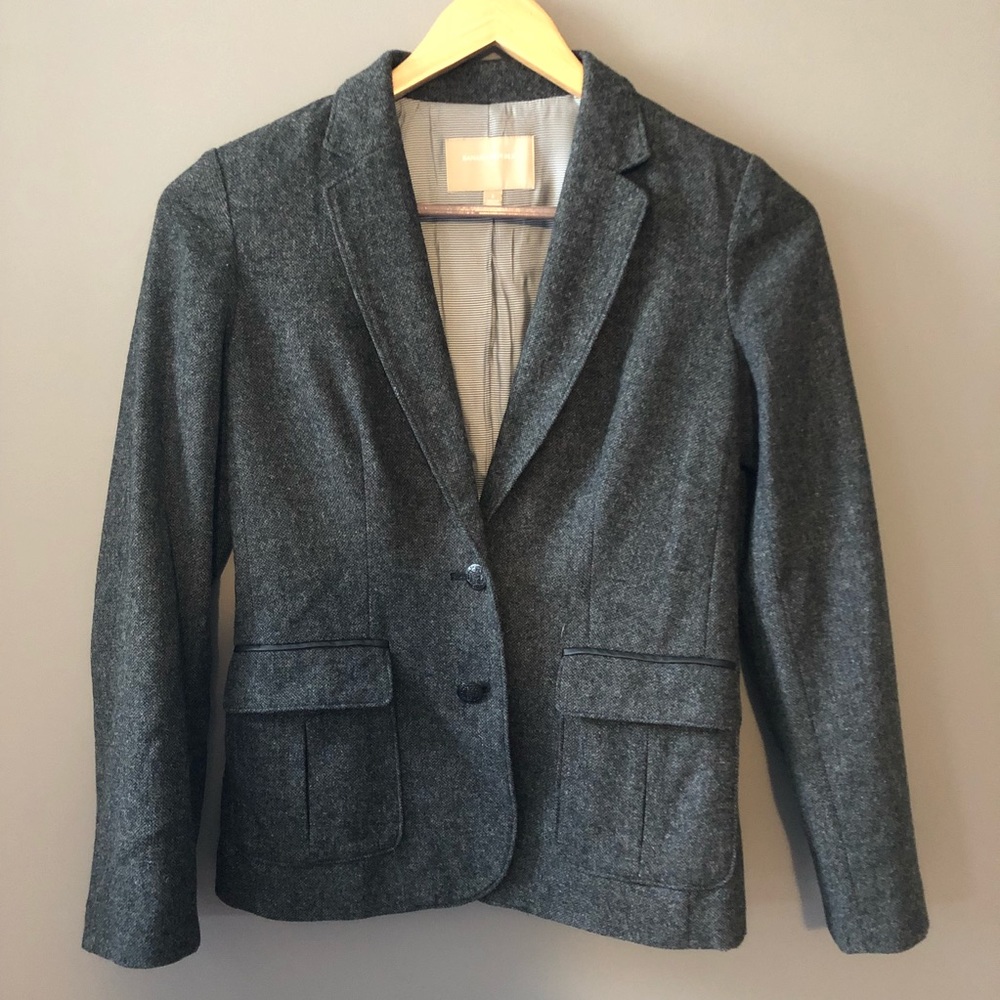 Banana Republic Grey Twill Academy Blazer